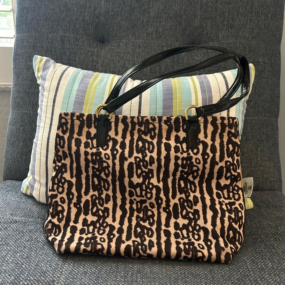 Coach Leopard Print Tote Bag with Black Straps